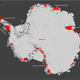 Scientists have discovered that seasonally flowing streams fringe much of Antarctica’s ice. Each red ‘X’ represents a separate drainage. Image: Kingslake et al. 2017